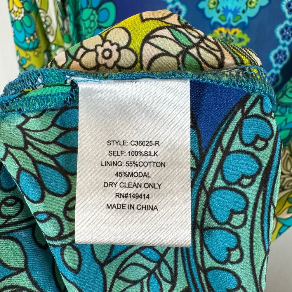 Johnny Was Womens XS Kahinu Dress & Slip Silk Diomedes Blue Boho Floral NWT $465 - Picture 6 of 15